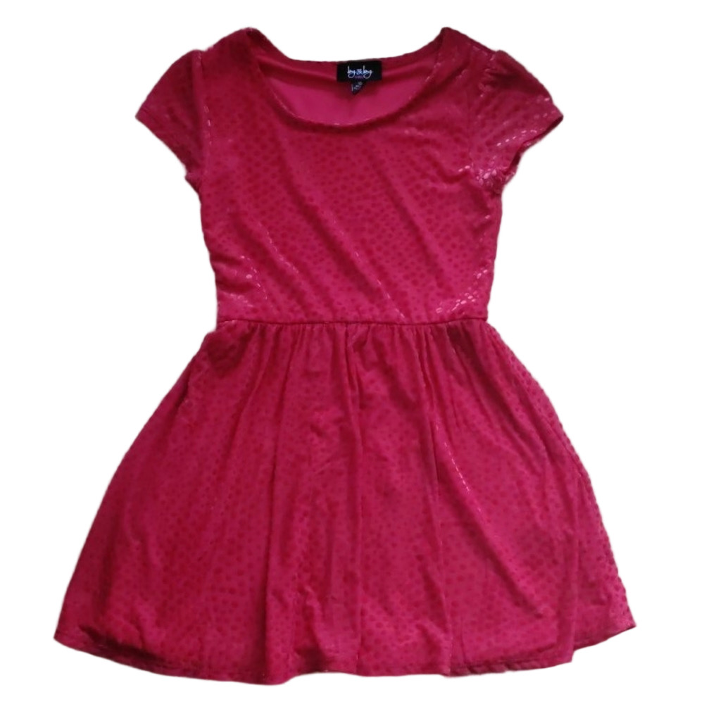 By & By Girl Girls 10 Red Textured Dot Dress Cap Sleeve Party Dress